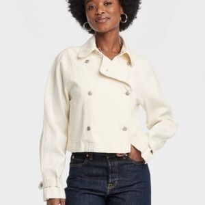 Universal Thread denim cropped Cream trench  Jacket